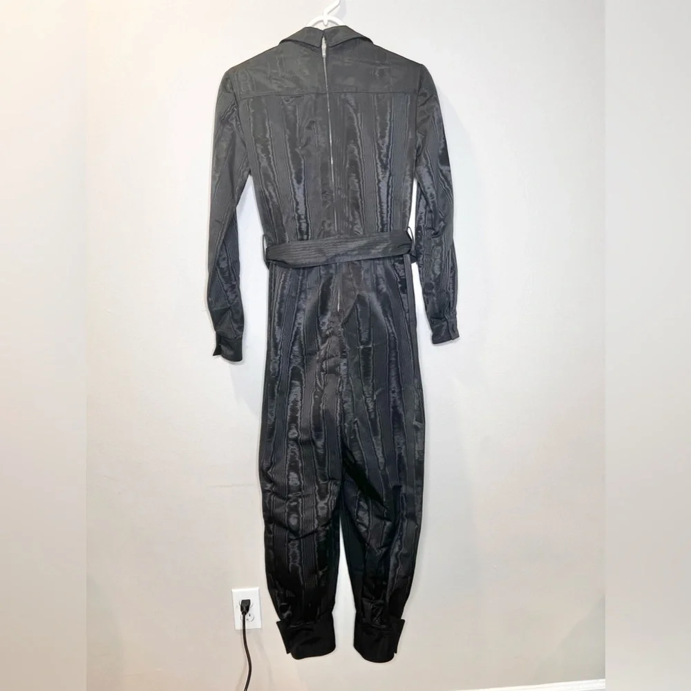 NWOT Gucci  Mock Neck Belted Moire Jumpsuit Romper Black Size 36/XS - Picture 9 of 12
